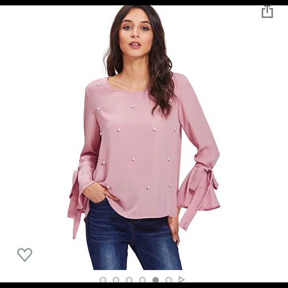 Pearled Long Bell Sleeve Blouse - Picture 3 of 3